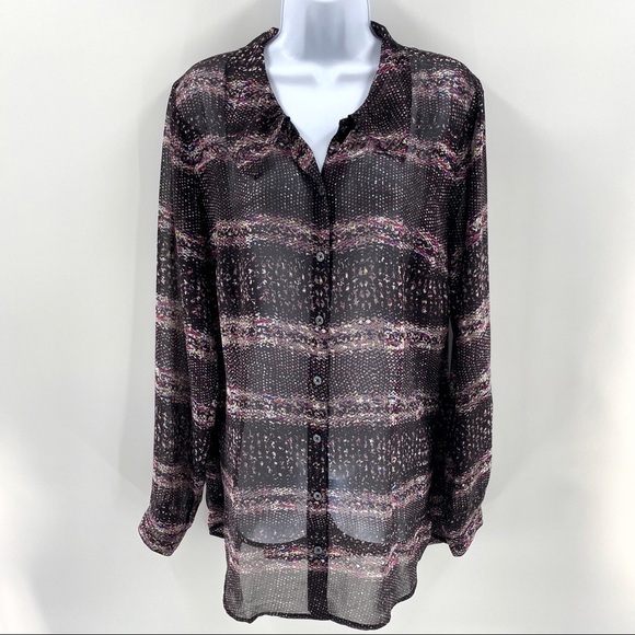 CAbi Paris Long Sleeve Blouse Size L - Picture 3 of 9